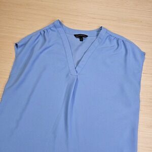 Banana Republic Blouse Women M Blue V-Neck Cap Sleeve Business Casual Workwear